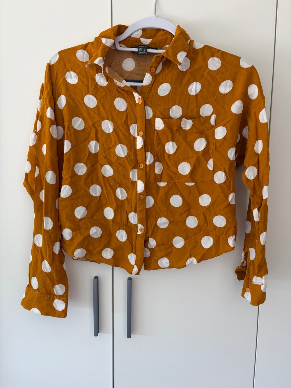 Mustard Yellow Polka Dot Button-Down Shirt